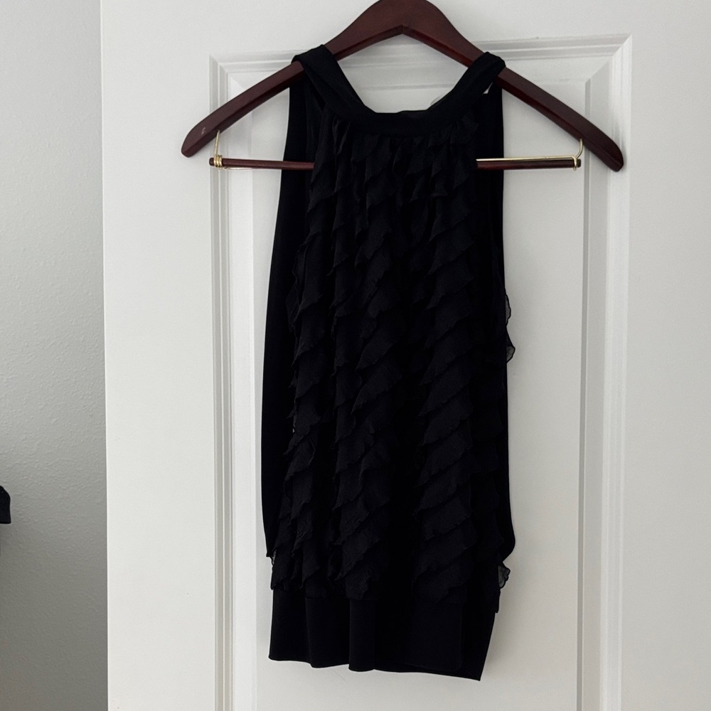Heart Soul Black Ruffled Sleeveless Blouse